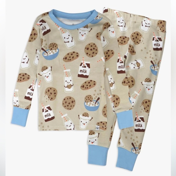 Toddler boys 100% organic cotton Pajama set ‘Milk and Cookies’ size 2T - Picture 1 of 3